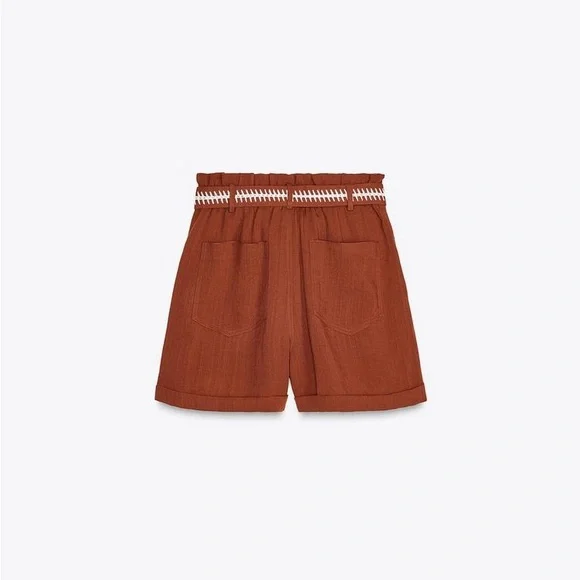 EMBROIDERED BELT SHORTS - Picture 7 of 8